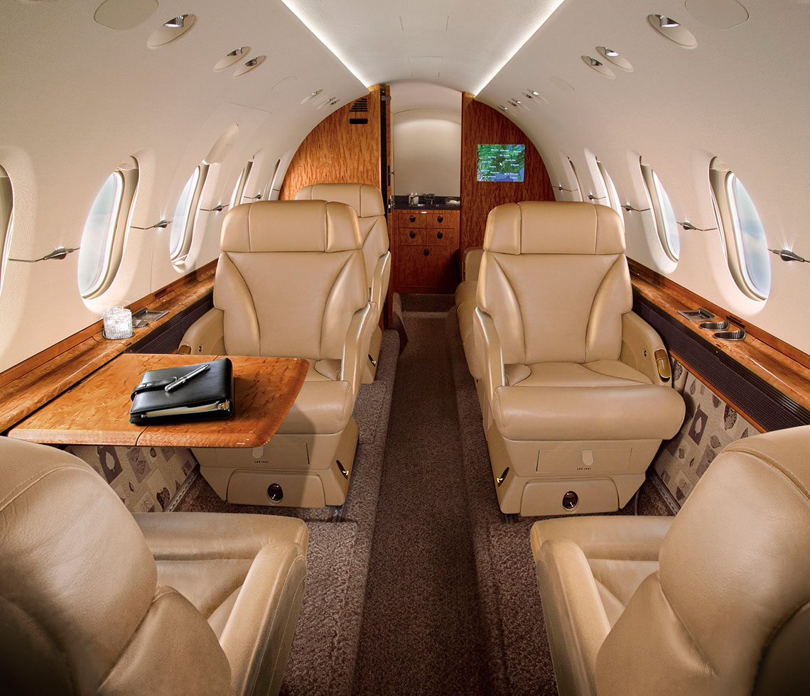 Hawker 850XP private jet charter interior