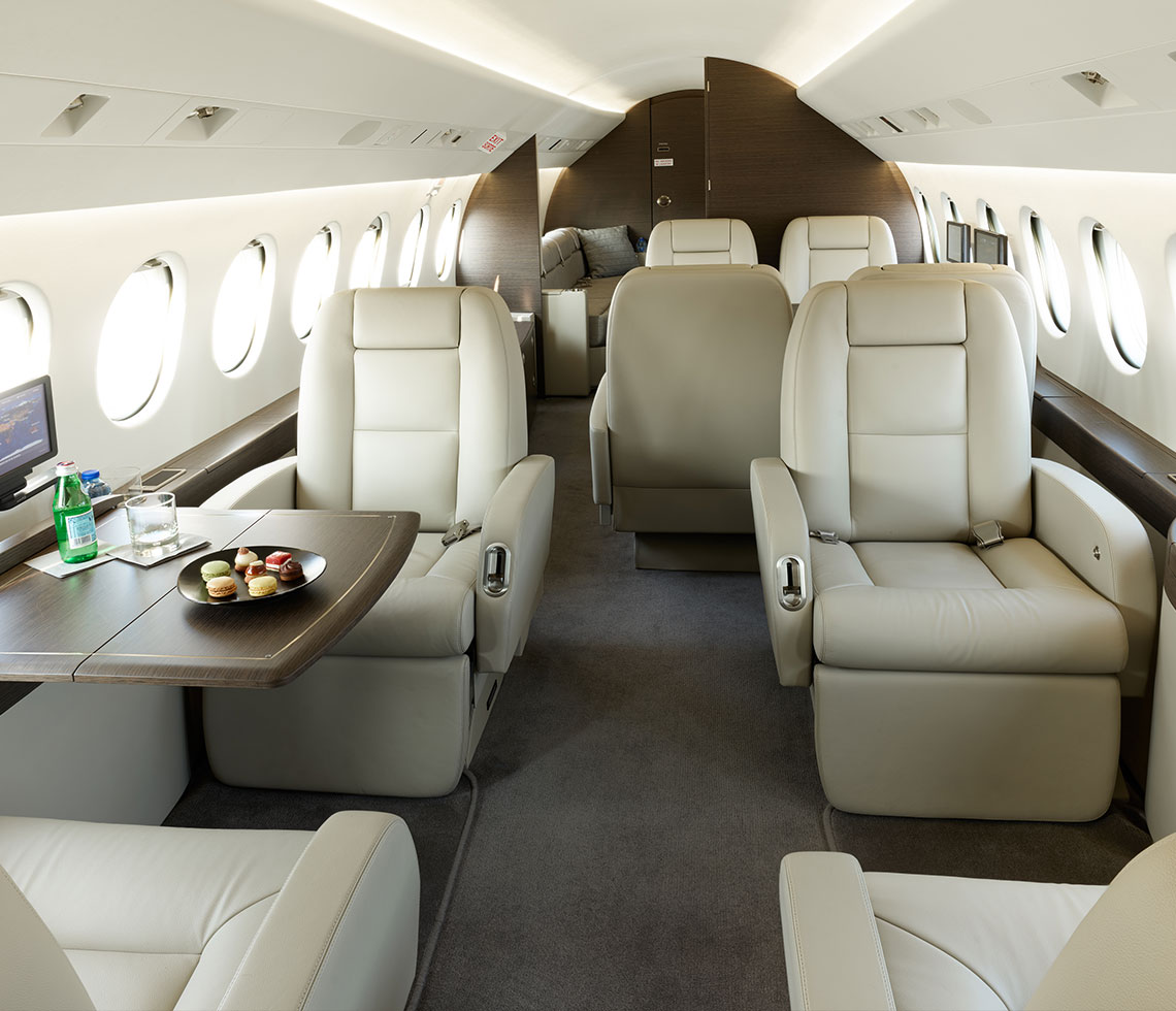 Dassault Falcon 900 private jet interior cabin space