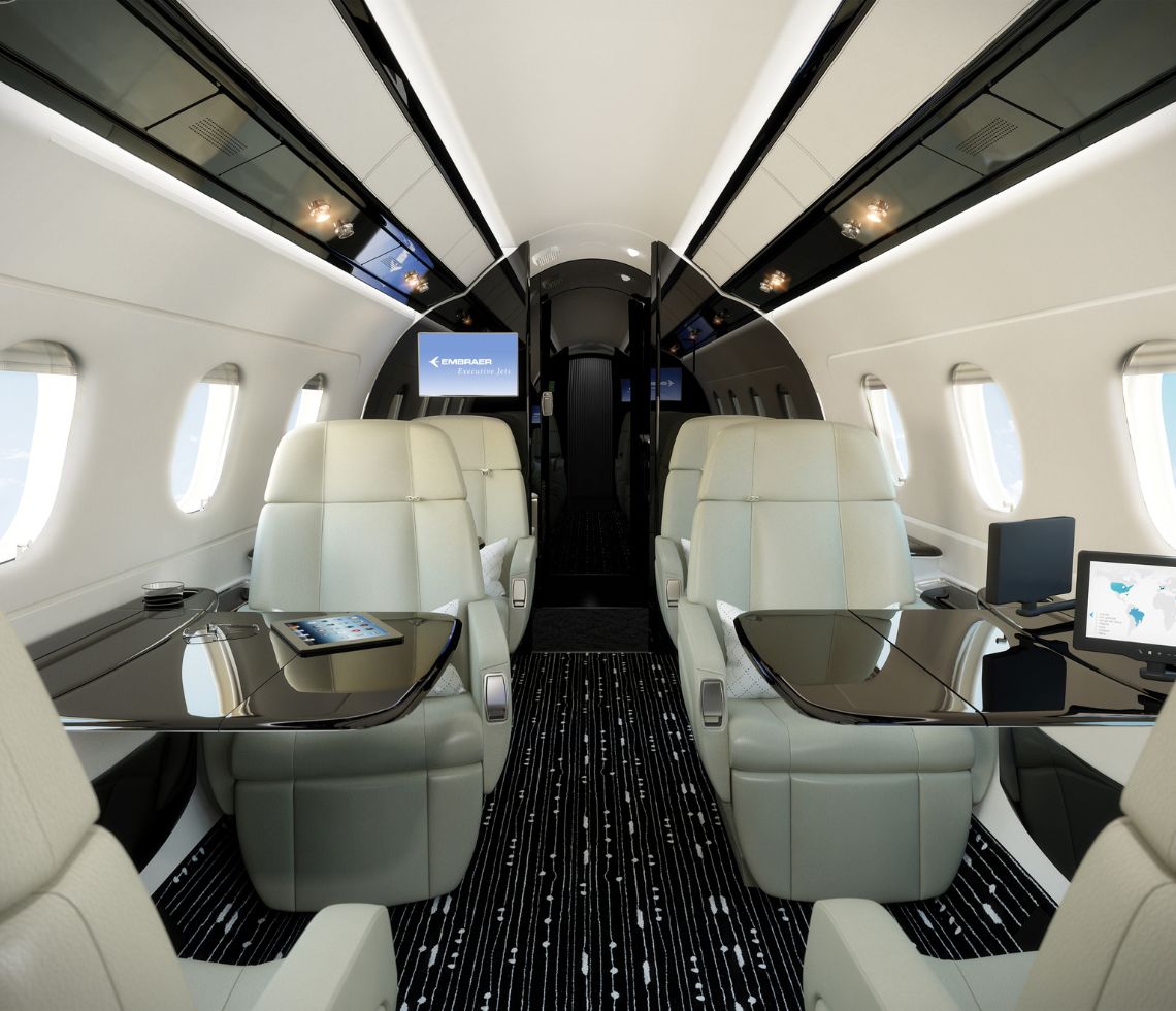 Embraer Legacy 450 private jet interior