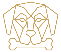 Dog with a bone in its mouth symbol