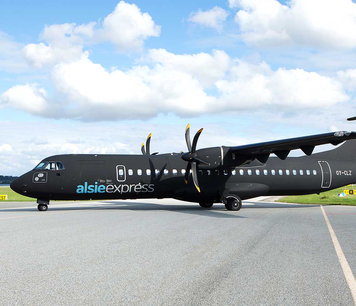 ATR72 chartered private plane on runway