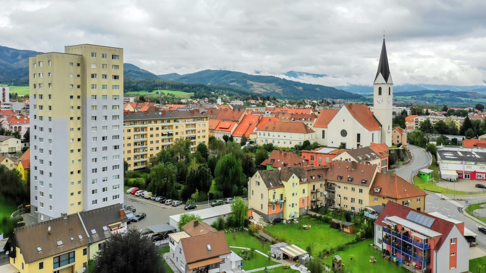 Drone view of the Austrian city Knittelfeld