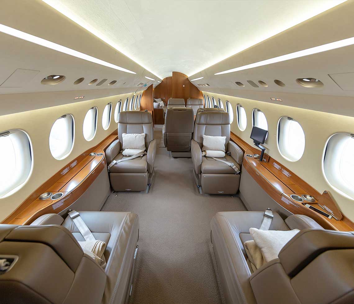 Dassault Falcon 8X private jet interior cabin space