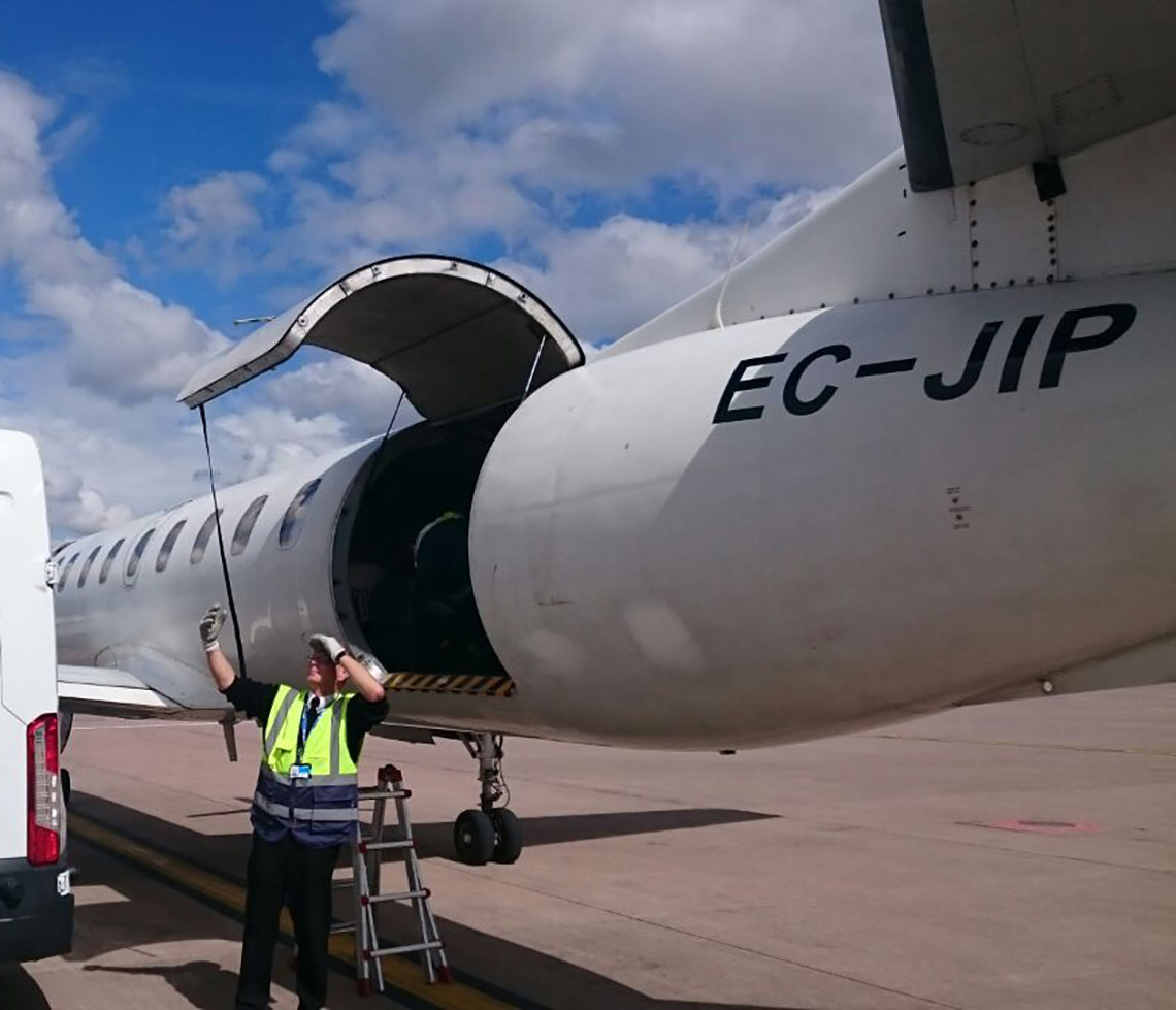Metro III aircraft charter with rear cargo door open