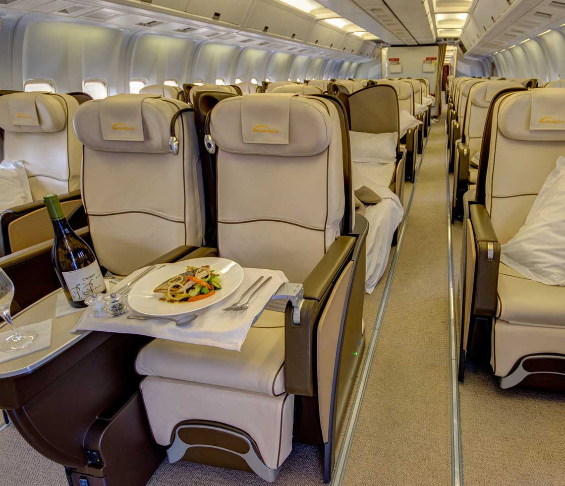 Boeing 767-300ER private aircraft charter with luxury interior with reclining seats 