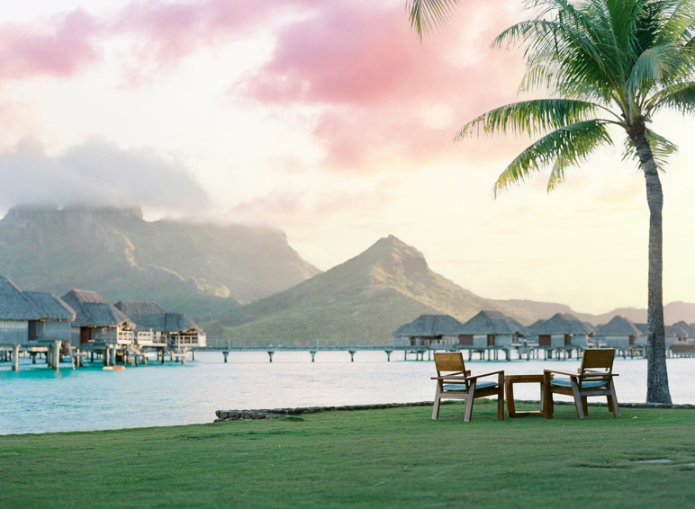 View of overwater villas in Bora Bora